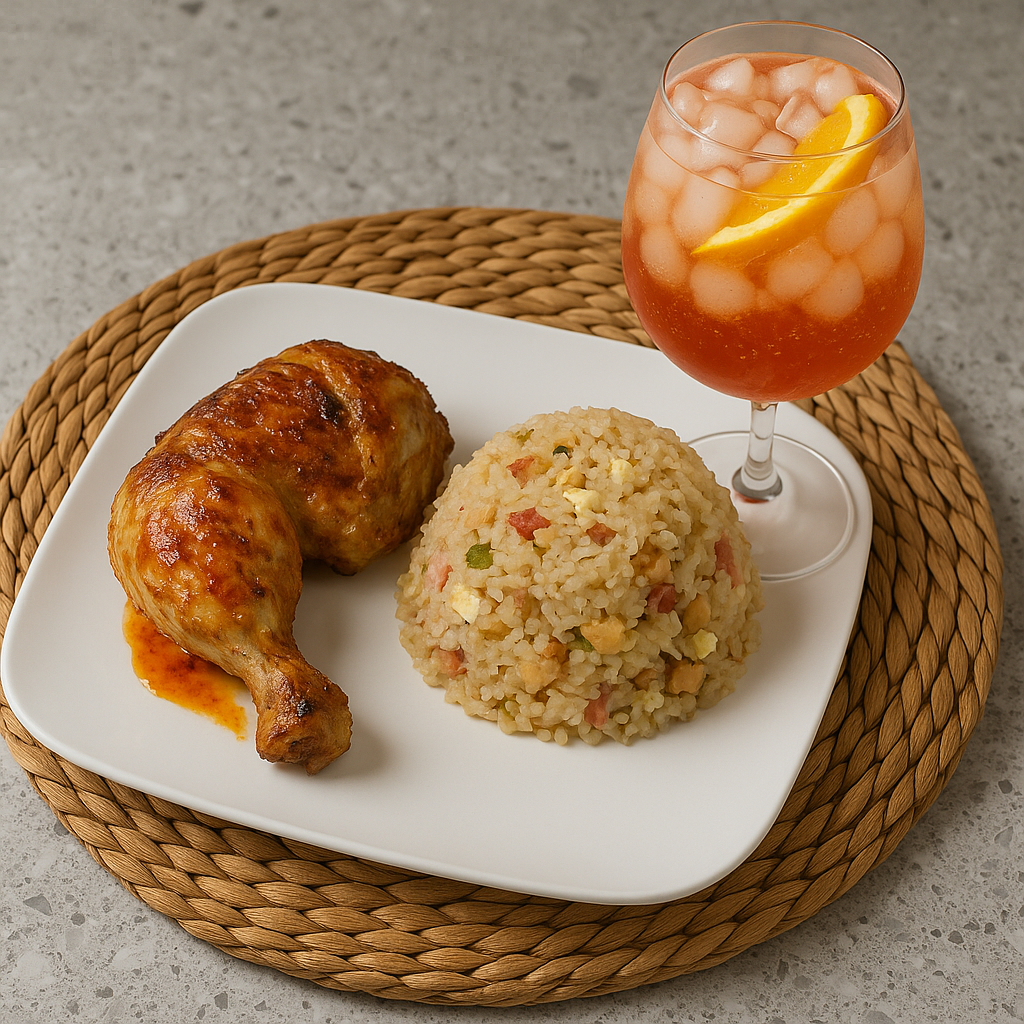 Poulet rôti sauce maison & riz sauté